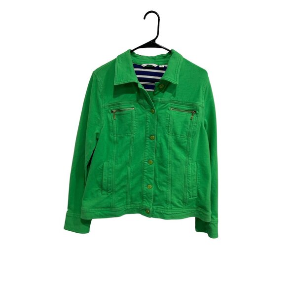 Isaac Mizrahi Live! Button Front Shacket Green Sz Large Long Sleeve Knit Relaxed - Picture 1 of 9